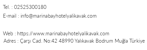 Marina Bay Yalkavak Hotel telefon numaralar, faks, e-mail, posta adresi ve iletiim bilgileri